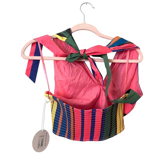 STAUD Kai Striped Cropped Halter Top Formentera NWT Medium - Picture 5 of 6